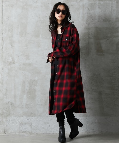 「GEVS.」 シャツワンピース L レッド レディース_画像3