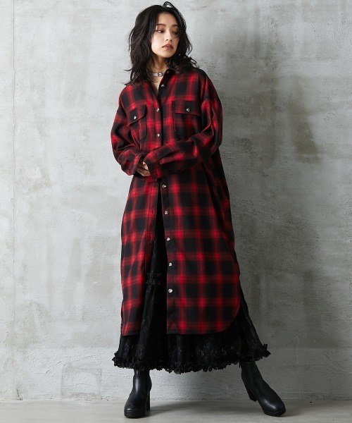 「GEVS.」 シャツワンピース L レッド レディース_画像4