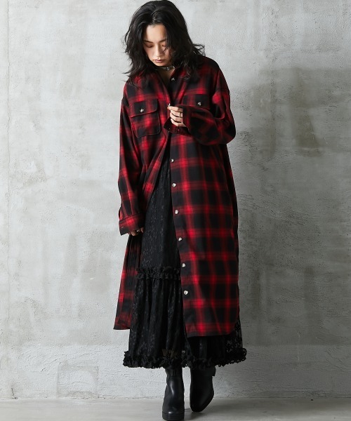 「GEVS.」 シャツワンピース L レッド レディース_画像5