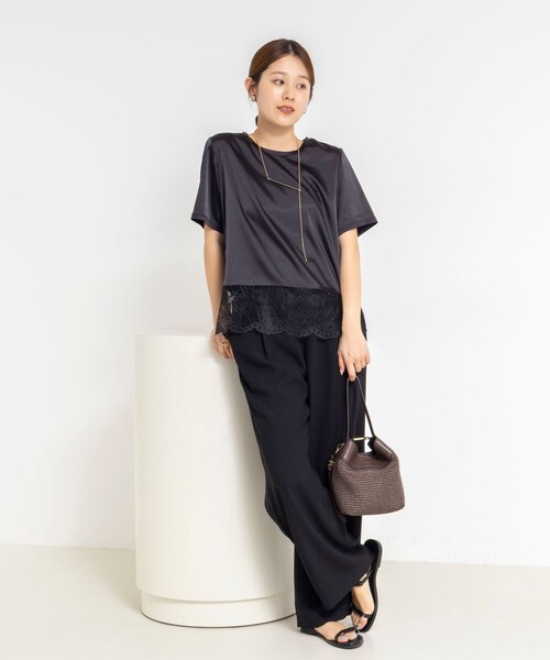 NOLLEY'S（ノーリーズ） ブラウス シャツ 半袖 ウォッシャブル裾レース