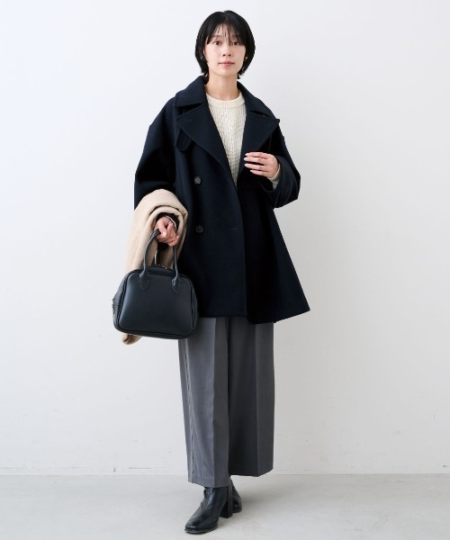 「IEDIT」 ピーコート 3L ネイビー レディース_画像4