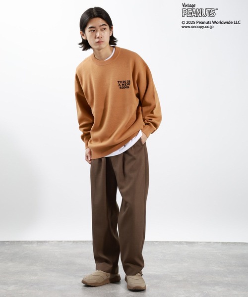 「PEANUTS」 長袖ニット LARGE モカ メンズ_画像6