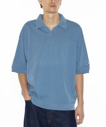 【早い者勝ち❣️】新品 TFW49 スキッパーポロシャツシャツ Lサイズ ブルー Champion（チャンピオン） tシャツ × monkey time」ピグメント