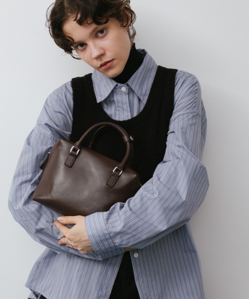 2wayボストンバッグ　キューブ型トートバッグ　ハンドメイド arholiday.standard ボストンバッグ 2way real leather cube mini