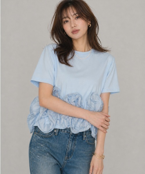 Lateru tシャツ 半袖 ヘムラインフリル T シャツ レディース