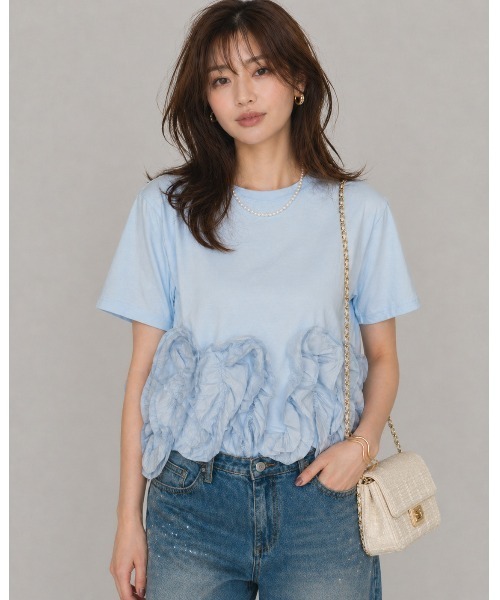 Lateru tシャツ 半袖 ヘムラインフリル T シャツ レディース