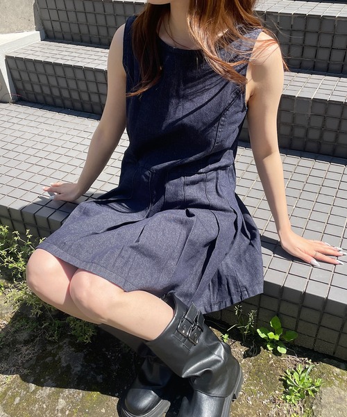 ブロネロクチネリ　ワンピース　デニム　モニーレ　フィッシュテール　ノースリーブ Roger&Raw（ロジャーアンドロウ） ワンピース デニム ノースリーブ