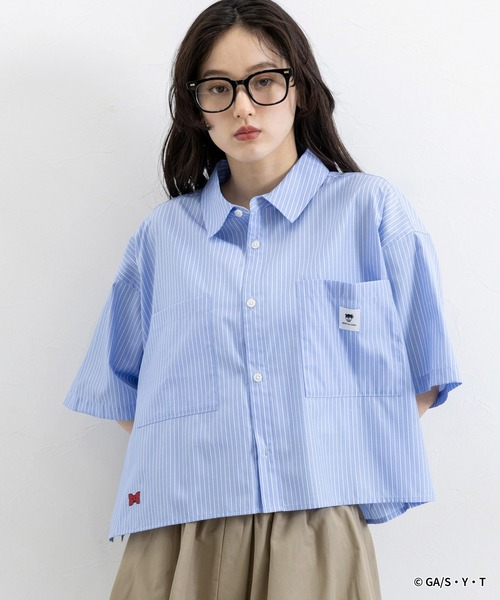 【完売品】名探偵コナン　ストライプ/ショート丈シャツ RAGEBLUE（レイジブルー） ブラウス シャツ 「名探偵コナン