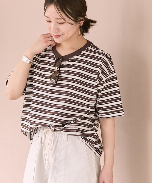 tシャツ 「追加2」汗ジミ防止ボーダービッグT レディースの画像