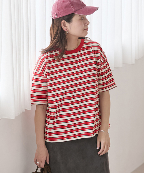 tシャツ 「追加2」汗ジミ防止ボーダービッグT レディースの画像