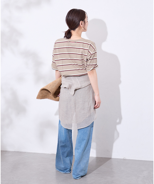 tシャツ 「追加2」汗ジミ防止ボーダービッグT レディースの画像
