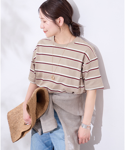 tシャツ 「追加2」汗ジミ防止ボーダービッグT レディースの画像