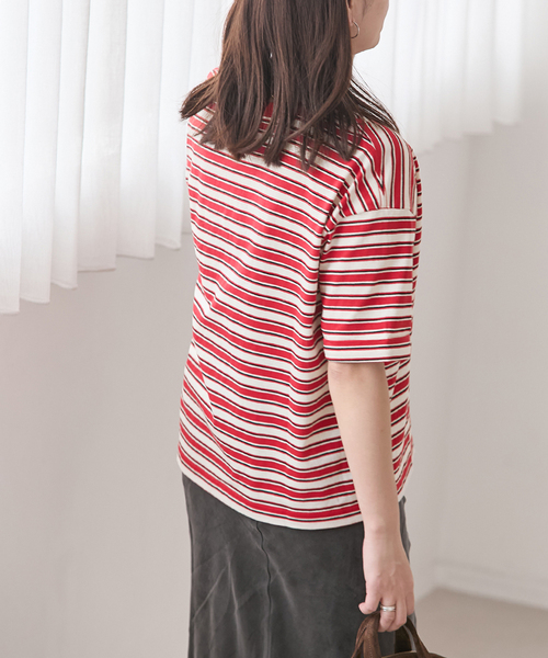 tシャツ 「追加2」汗ジミ防止ボーダービッグT レディースの画像