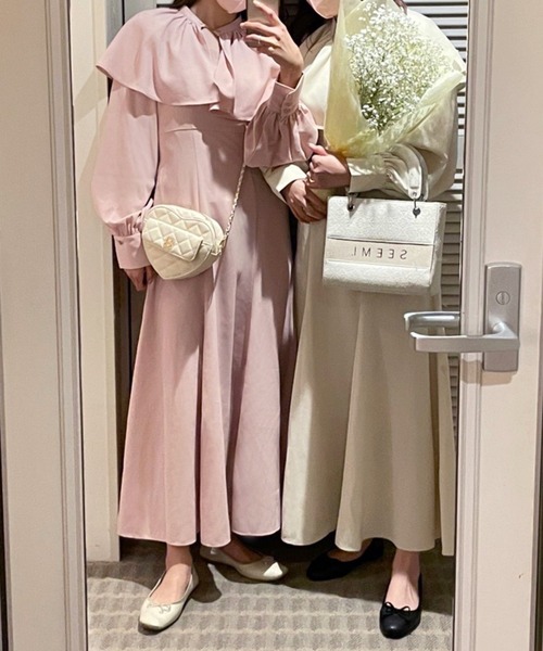 「one after another NICE CLAUP」 長袖ワンピース FREE アイボリー レディース_画像2