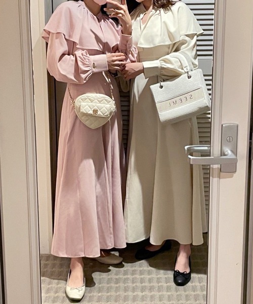 「one after another NICE CLAUP」 長袖ワンピース FREE アイボリー レディース_画像9