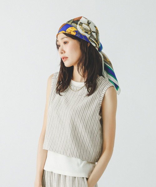 Z VARGAS ストライプノースリーブタンクトップ GLOBAL WORK（グローバルワーク） tシャツ ジャガードストライプ