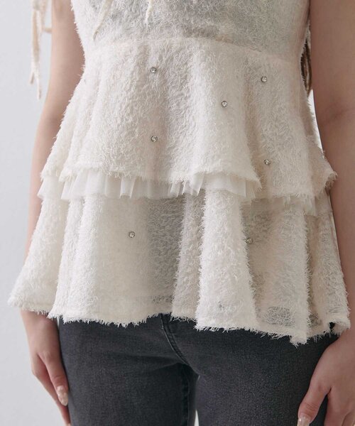 Belle Charme ブラウス シャツ 「Belle Charme」Shaggy Peplum Tunic 