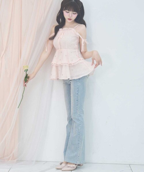 Belle Charme ブラウス シャツ 「Belle Charme」Shaggy Peplum Tunic 