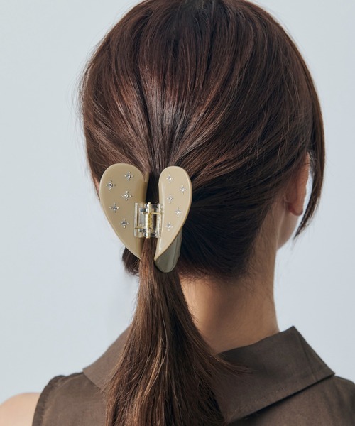 GOLDY（ゴールディ） ヘアクリップ ビッグ ハート ビジュー アセチ