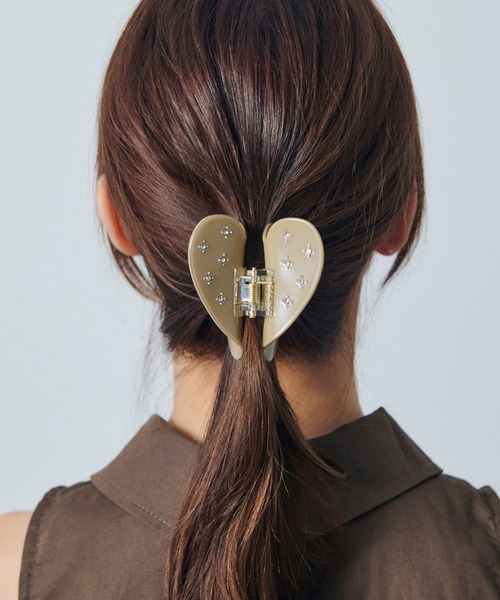 GOLDY（ゴールディ） ヘアクリップ ビッグ ハート ビジュー アセチ