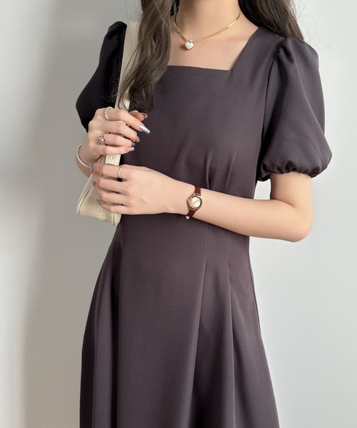 「ECLIN」 半袖ワンピース M ベージュ レディース_画像6