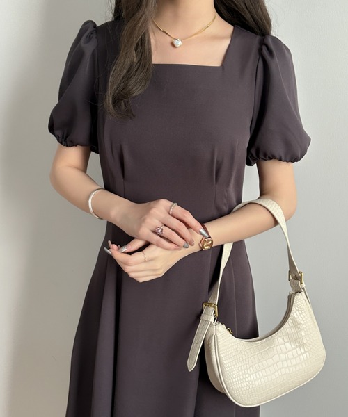 「ECLIN」 半袖ワンピース M ベージュ レディース_画像7