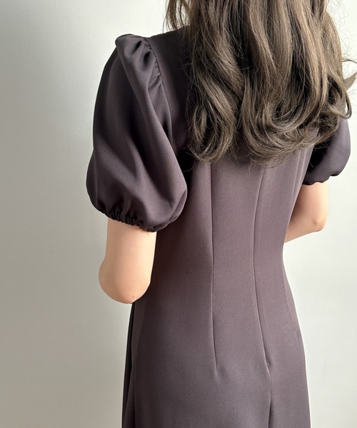 「ECLIN」 半袖ワンピース M ベージュ レディース_画像8