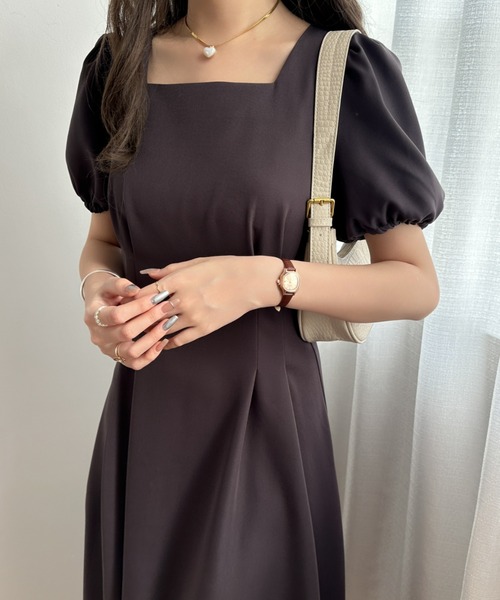 「ECLIN」 半袖ワンピース M ベージュ レディース_画像9