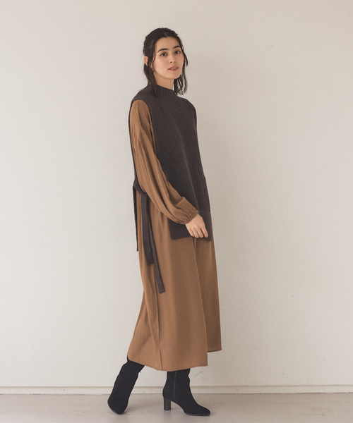 abahouse mavie ワンピース 袖ボリュームワンピース＆ニットベスト 