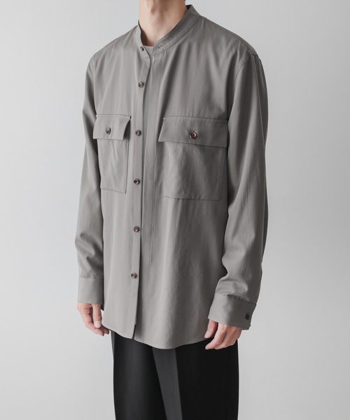 シャツ ブラウス ウールギャバジン バンドカラーシャツ / WOOL GABARDINE BAND COLLAR L/S SHIRT ウールギャバジン バンドカラーシャツ WOOL GABARDINE BAND COLLAR L/S