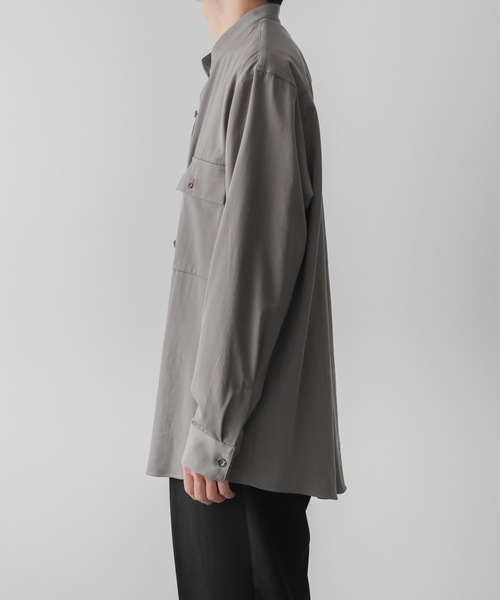 シャツ ブラウス ウールギャバジン バンドカラーシャツ / WOOL GABARDINE BAND COLLAR L/S SHIRT ウールギャバジン バンドカラーシャツ WOOL GABARDINE BAND COLLAR L/S