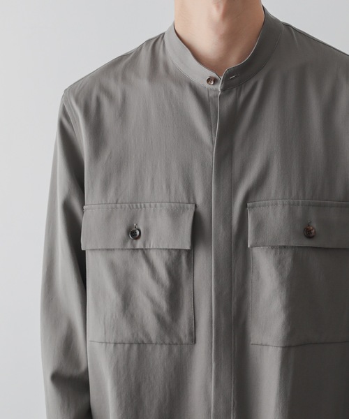 シャツ ブラウス ウールギャバジン バンドカラーシャツ / WOOL GABARDINE BAND COLLAR L/S SHIRT ウールギャバジン バンドカラーシャツ WOOL GABARDINE BAND COLLAR L/S