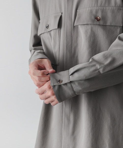 シャツ ブラウス ウールギャバジン バンドカラーシャツ / WOOL GABARDINE BAND COLLAR L/S SHIRT ウールギャバジン バンドカラーシャツ WOOL GABARDINE BAND COLLAR L/S