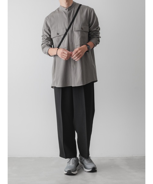 シャツ ブラウス ウールギャバジン バンドカラーシャツ / WOOL GABARDINE BAND COLLAR L/S SHIRT ウールギャバジン バンドカラーシャツ WOOL GABARDINE BAND COLLAR L/S