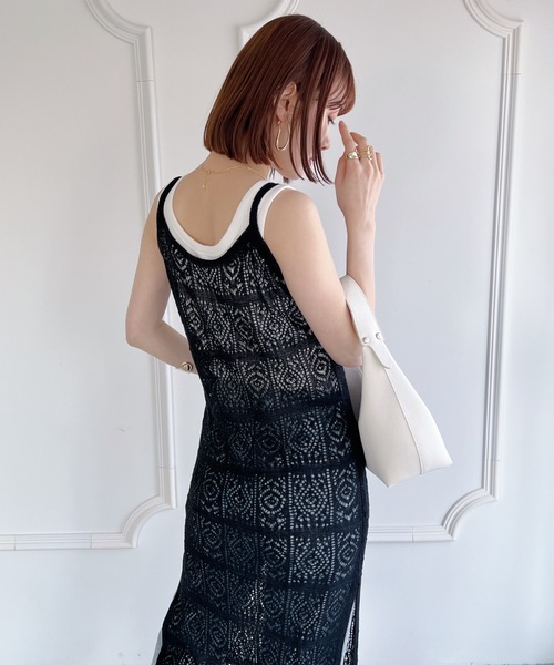 ワンピース クロシェ編み ニットロングキャミワンピース : ZOZOTOWN
