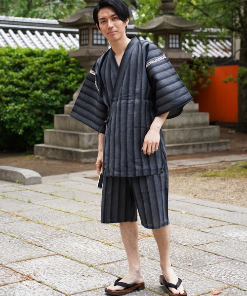 BAYBLO 浴衣 (TI)「ユニセックス」しじら織 甚平 メンズ