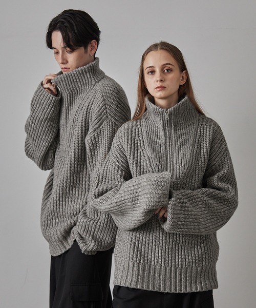 CLEL（クレイル） セーター ニット 「CLEL」Volume Melange Half Zip