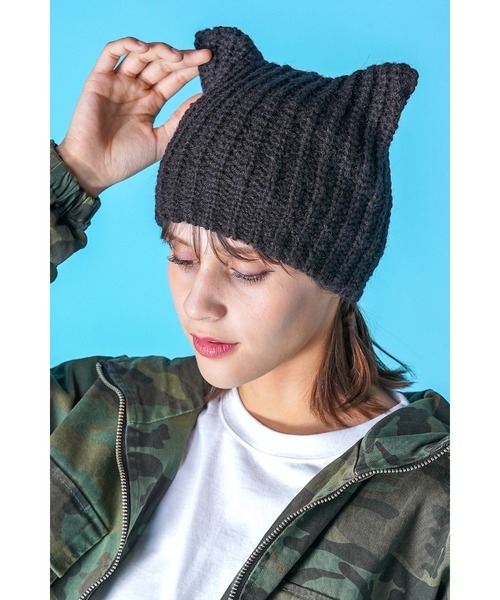 【@_____mg57】オーダーブーケ & 猫耳帽子 an meets zakka ネコ耳ボーダーニットニットキャップ / メンズ