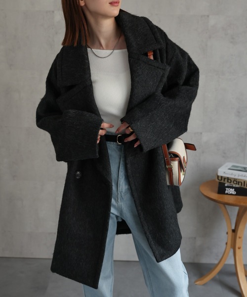 【値下げ】クロッシェ＊ミディアムPコート＊モヘヤ混シャギーピーコート モヘヤシャギーPコート / GRACE CONTINENTAL | GRACE