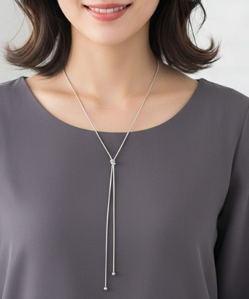 ete K10YG ループ ロングネックレス シルバー ALWAYS GOOD TIME ネックレス ループタイ型スライダーロングネックレス