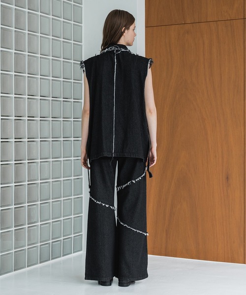 ベスト ジレ fringe vest レディース UN3D. ベスト ジレ FRINGE POINT LONG VEST / フリンジポイント