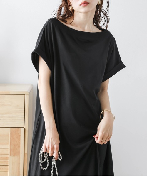 【toteme トーテム】フレンチスリーブ　リブニットマキシ丈ワンピース　黒　Ｓ toteme トーテム】フレンチスリーブ リブニットマキシ丈
