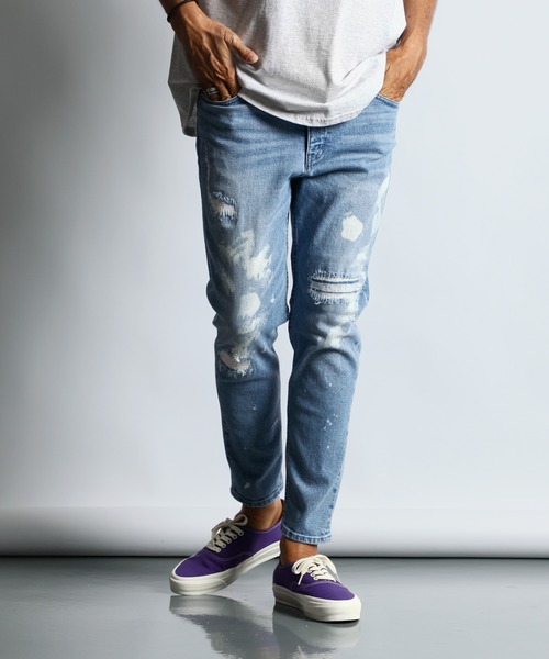美品The DUFFER of ST.GEORGE ダメージ リメイクデニム The DUFFER of ST.GEORGE ジーンズ 5POKETS BLEACH OUT REPAIR