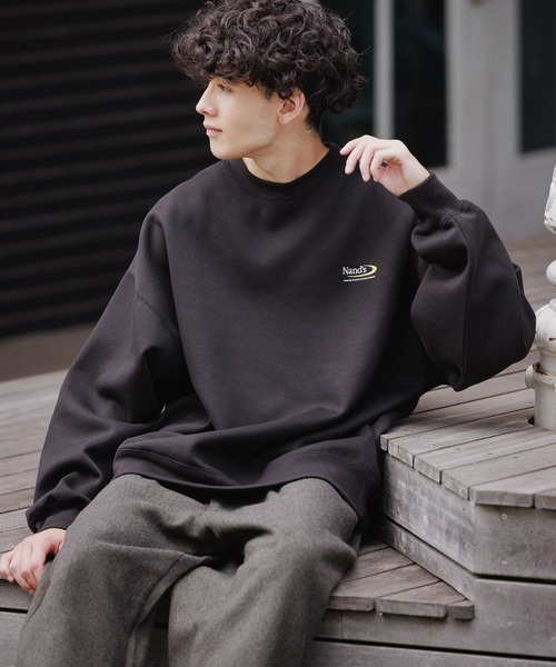 NYON SIGNATURE CREWNECK ブラック【タグ付き】 niko and…（ニコアンド） トレーナー スウェット ワンポイント裏起毛