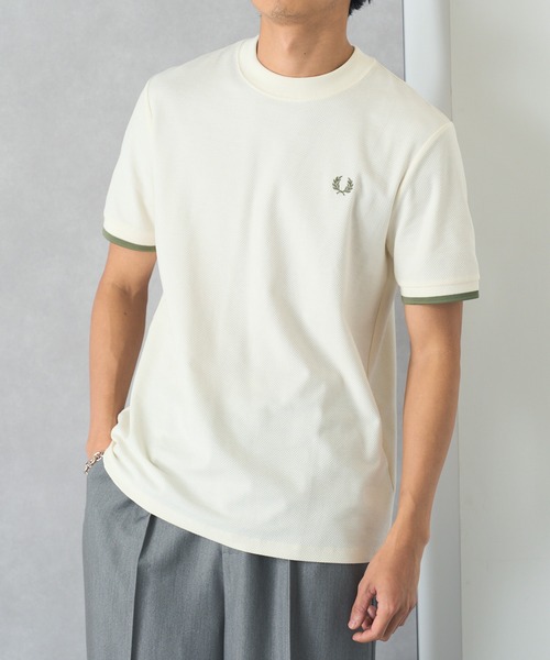 【送料込】FRED PERRY_クルーネックピケTシャツ アウトレット】【ラスト1点】FRED PERRY フレッドペリー クルー