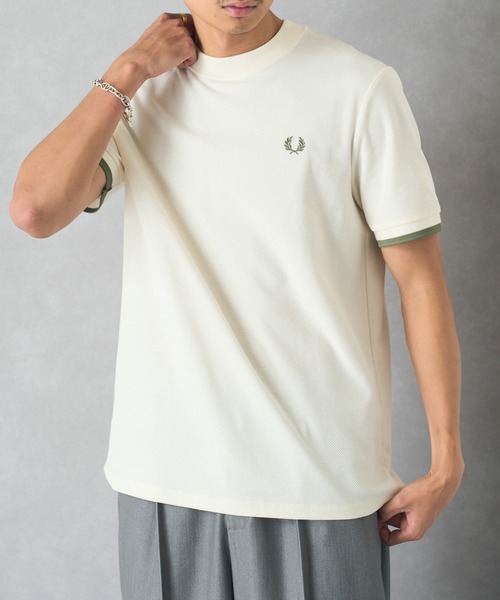 Tシャツ・カットソー FRED PERRY SS25 PIQUE T-SHIRT (FP M4654 54 184) Tipped Cuff Piqué T-Shirt - Black | Men's T-Shirts