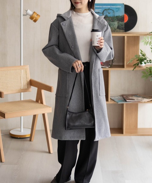 NAVY コート アウター 「nAvy」フードロングコート アウター