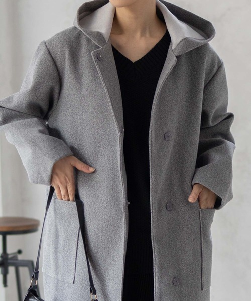 NAVY コート アウター 「nAvy」フードロングコート アウター