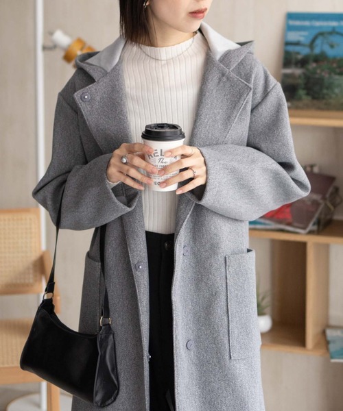 NAVY コート アウター 「nAvy」フードロングコート アウター