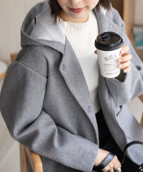 NAVY コート アウター 「nAvy」フードロングコート アウター